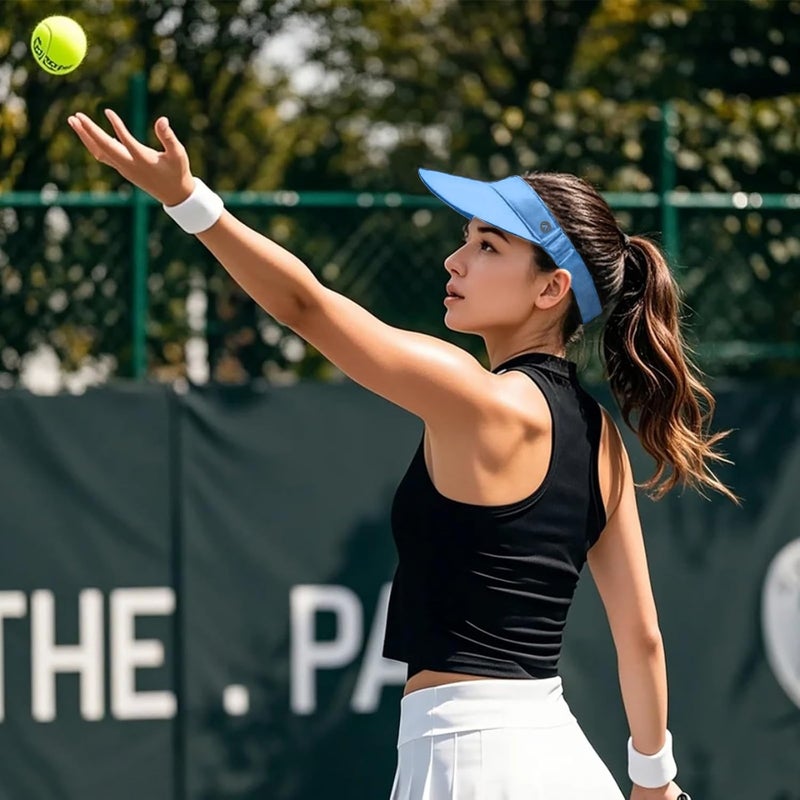 Wander Running Sun Visor Hats Wide Brim UV Protection Sports Golf Tennis Elastic Band Mesh Cap for Women - Image 4